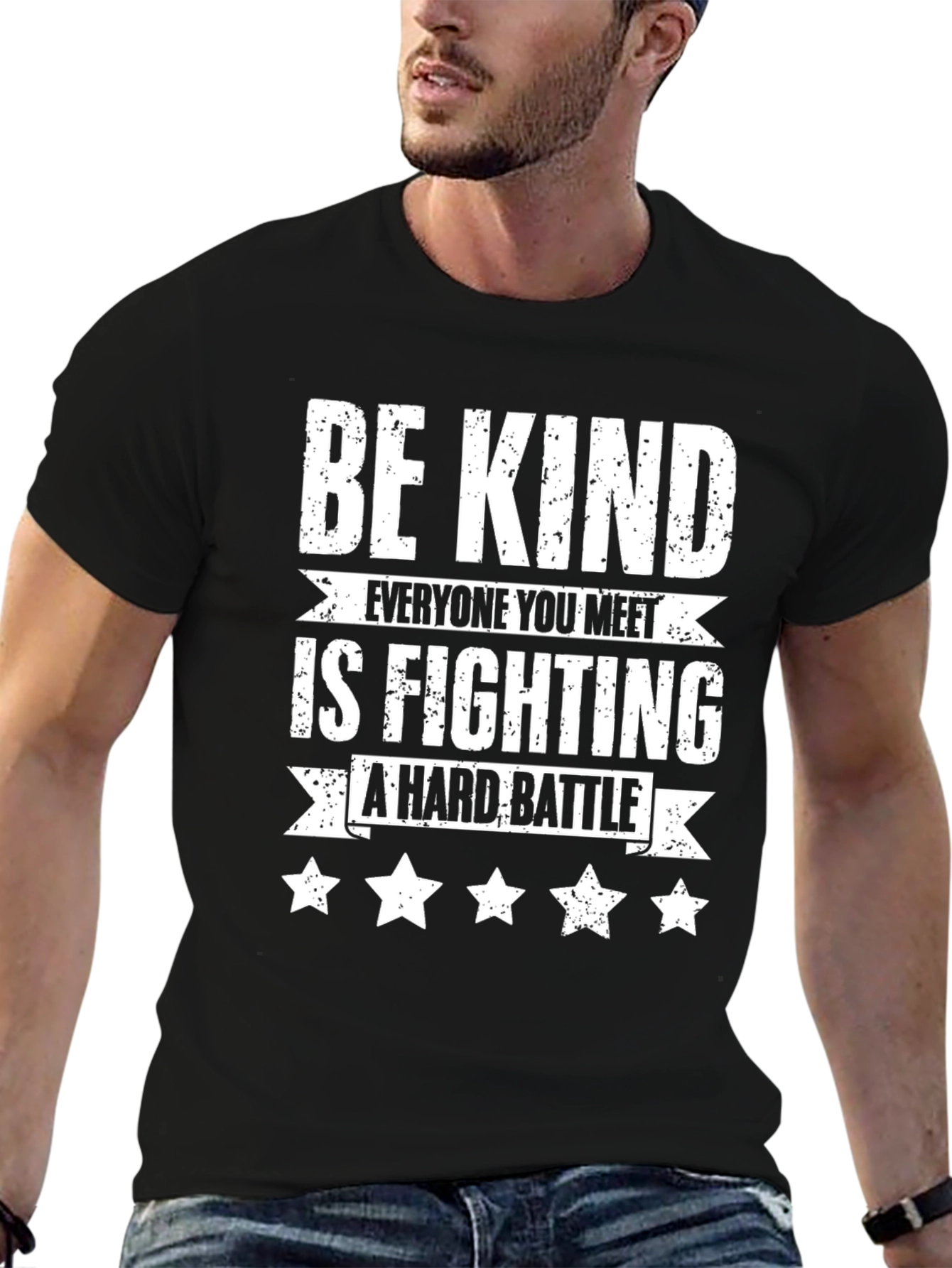 Camiseta Negra Sé amable con estrellas
