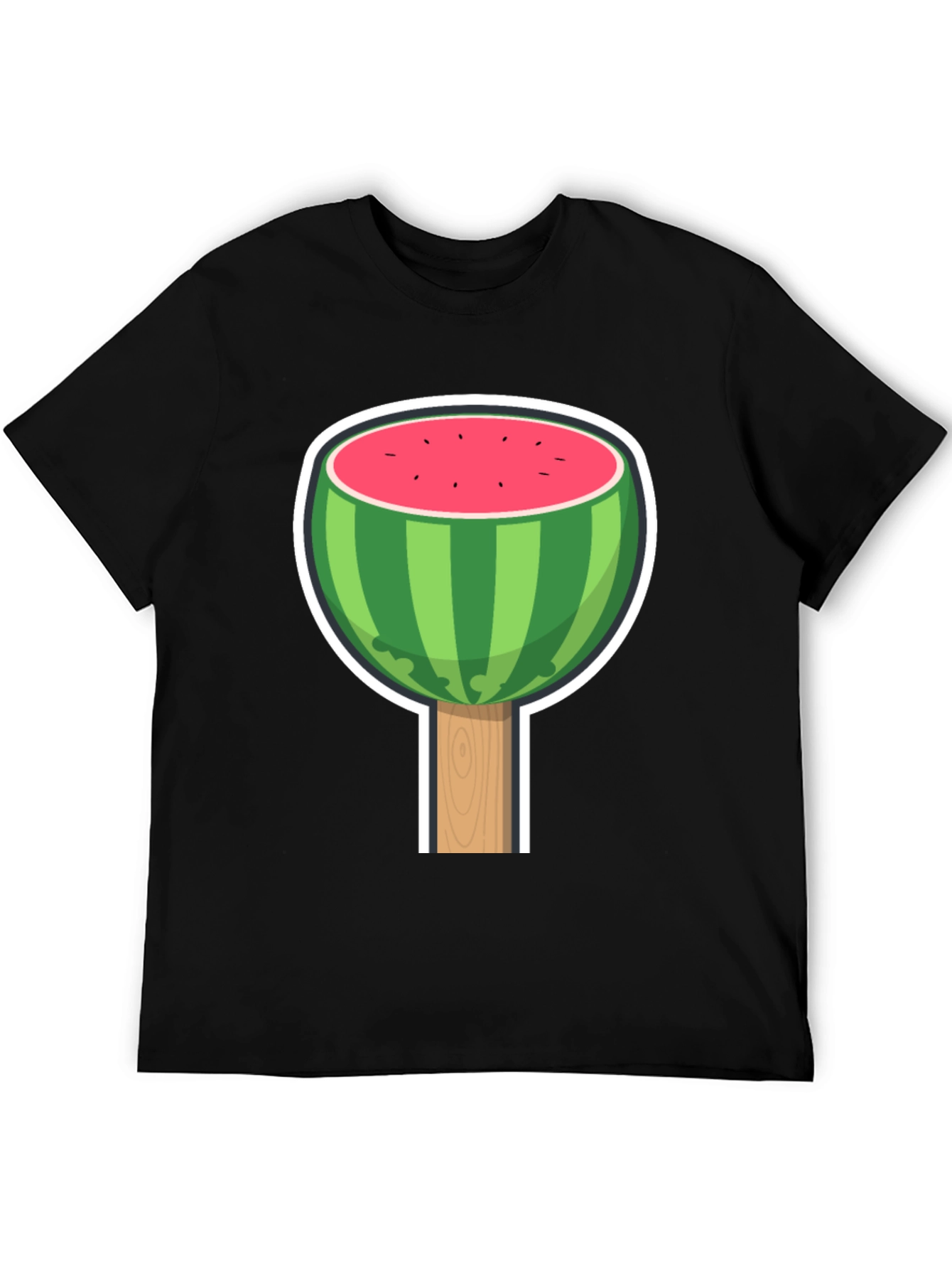 Camiseta Negra con Diseño de Sandía Divertida