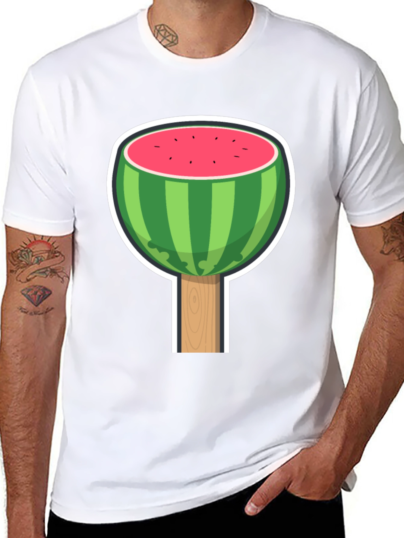 Camiseta Negra con Diseño de Sandía Divertida