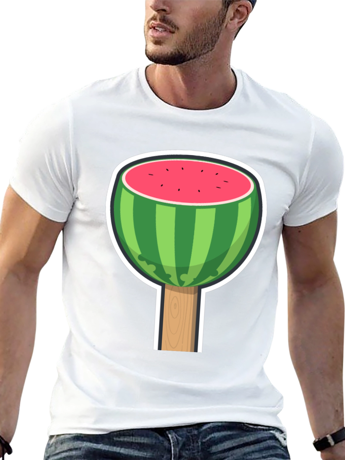 Camiseta Negra con Diseño de Sandía Divertida