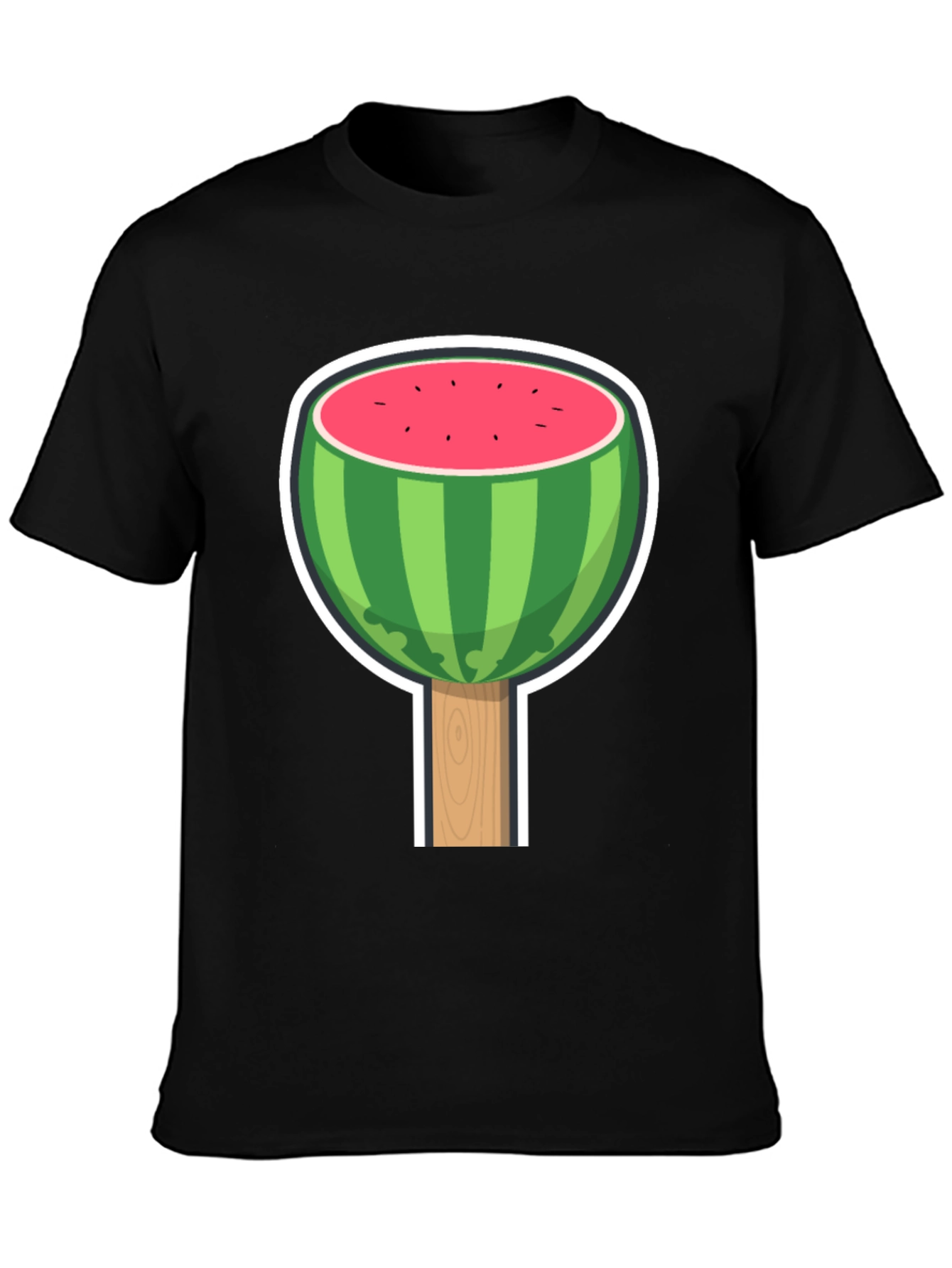 Camiseta Negra con Diseño de Sandía Divertida