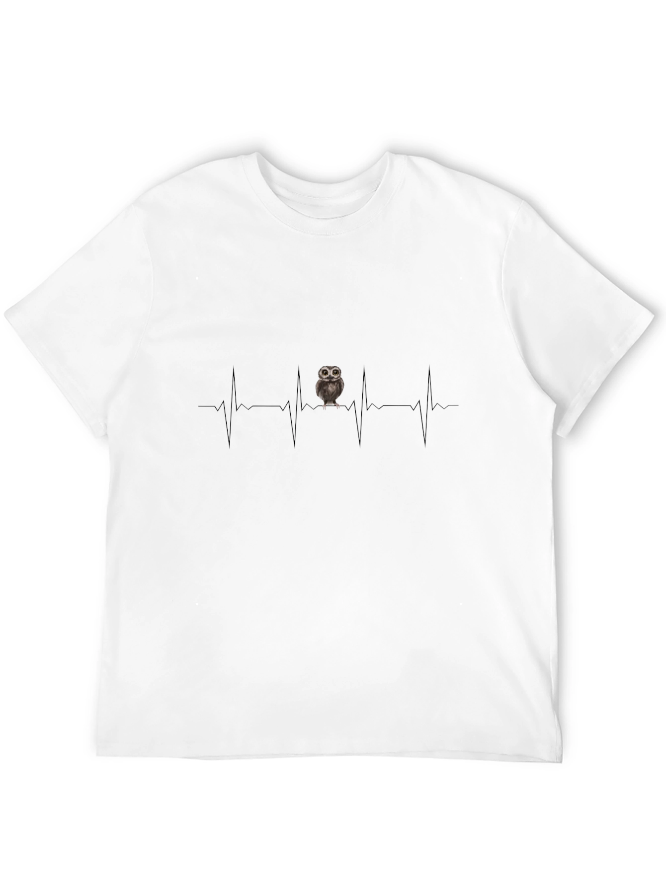 Camiseta Negra con Diseño de Latido de Búho