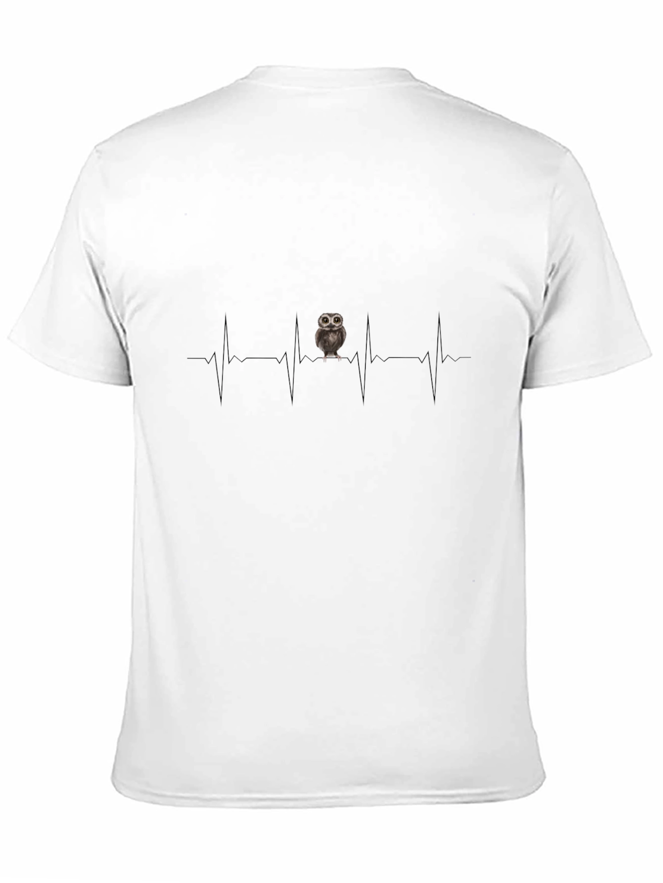 Camiseta Negra con Diseño de Latido de Búho
