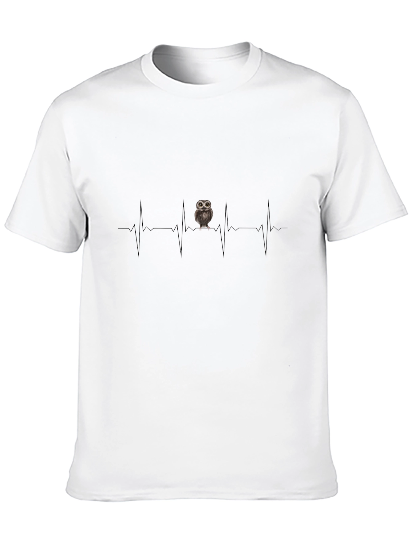 Camiseta Negra con Diseño de Latido de Búho