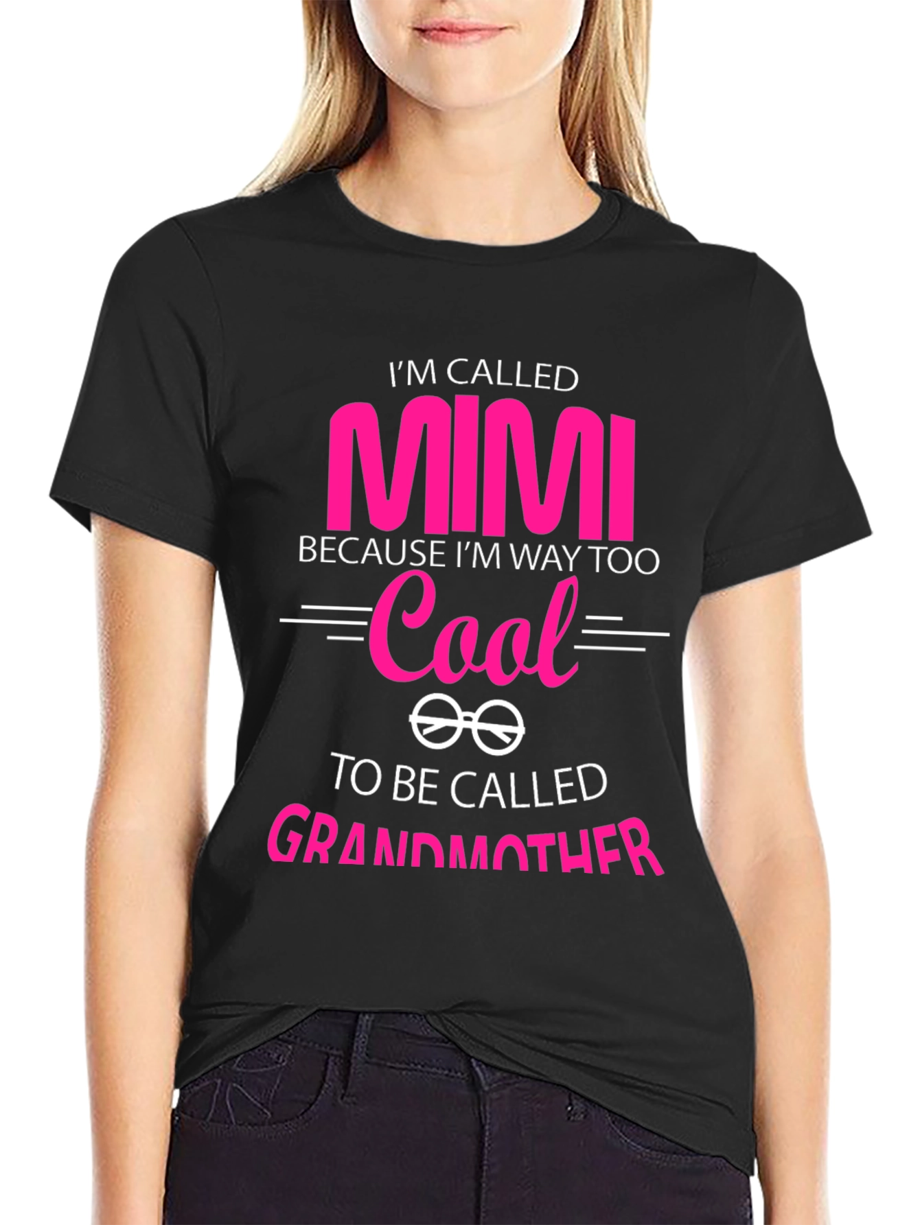 Camiseta Negra Mimi Too Cool para Abuelas Modernas