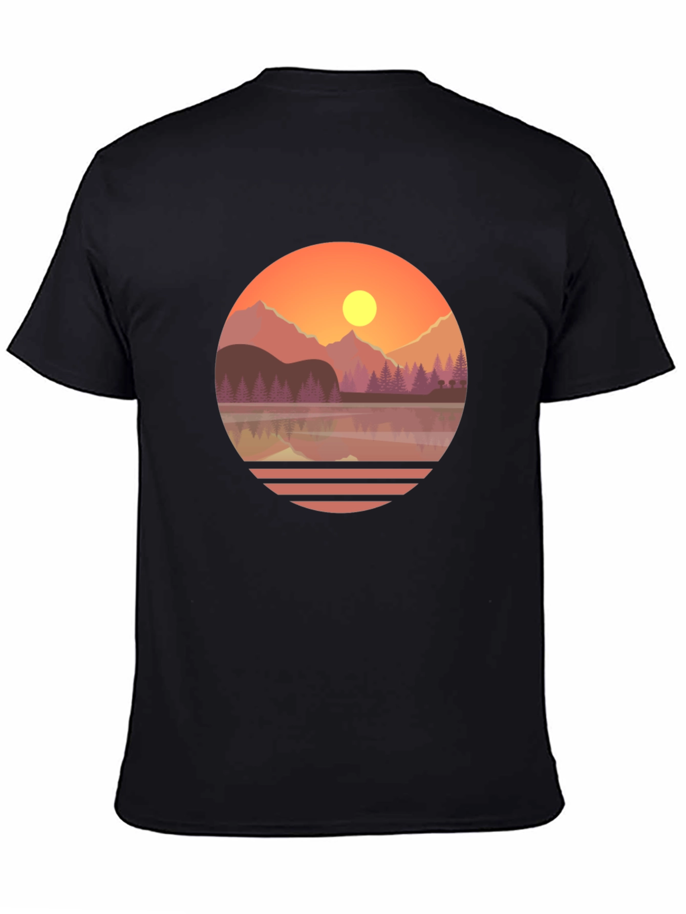 Camiseta Gráfica de Montaña al Atardecer