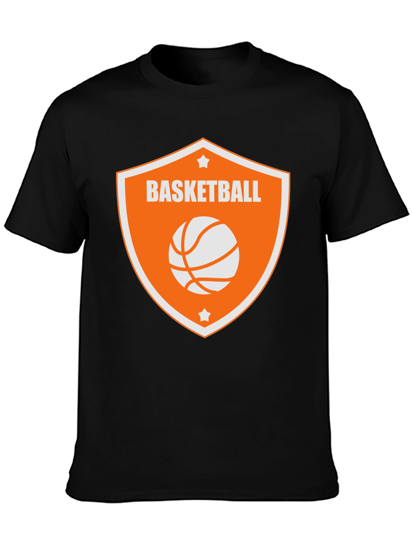 Camiseta Negra con Diseño de Baloncesto Naranja