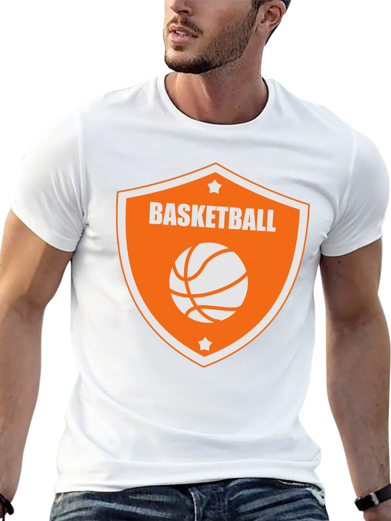 Camiseta Negra con Diseño de Baloncesto Naranja