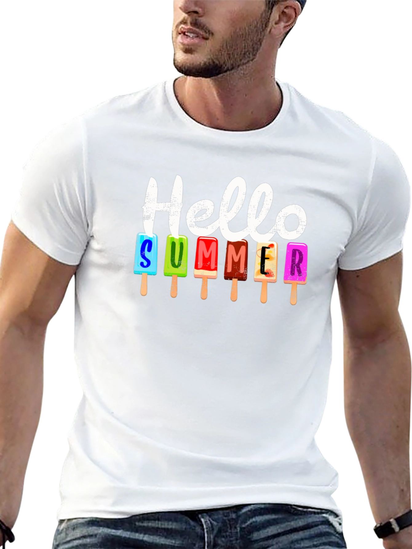 Camiseta Negra Hola Verano con Helados