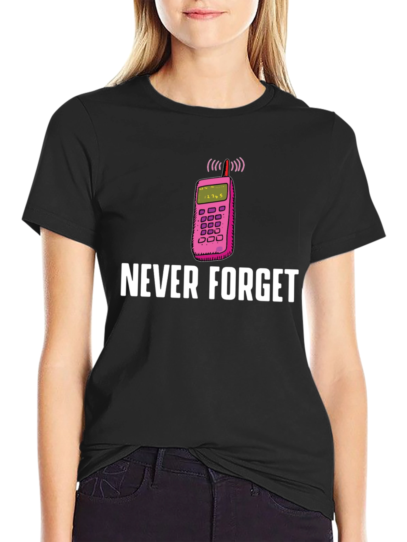 Camiseta Hombre: Nunca Olvides el Celular Retro