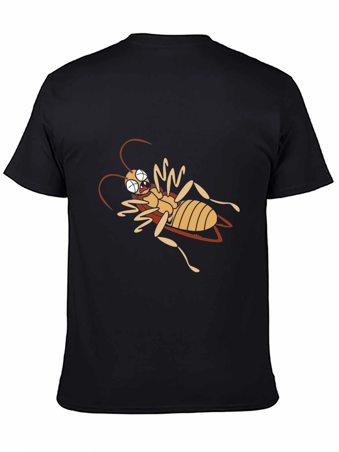 Camiseta Negra con Diseño de Insecto Caricaturesco