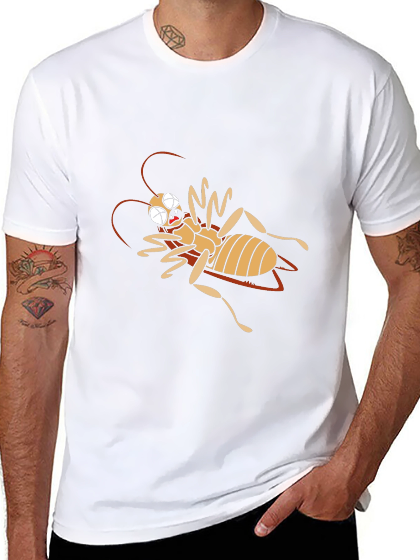 Camiseta Negra con Diseño de Insecto Caricaturesco