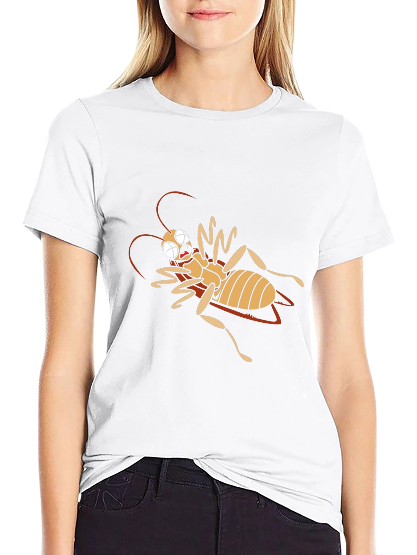 Camiseta Negra con Diseño de Insecto Caricaturesco