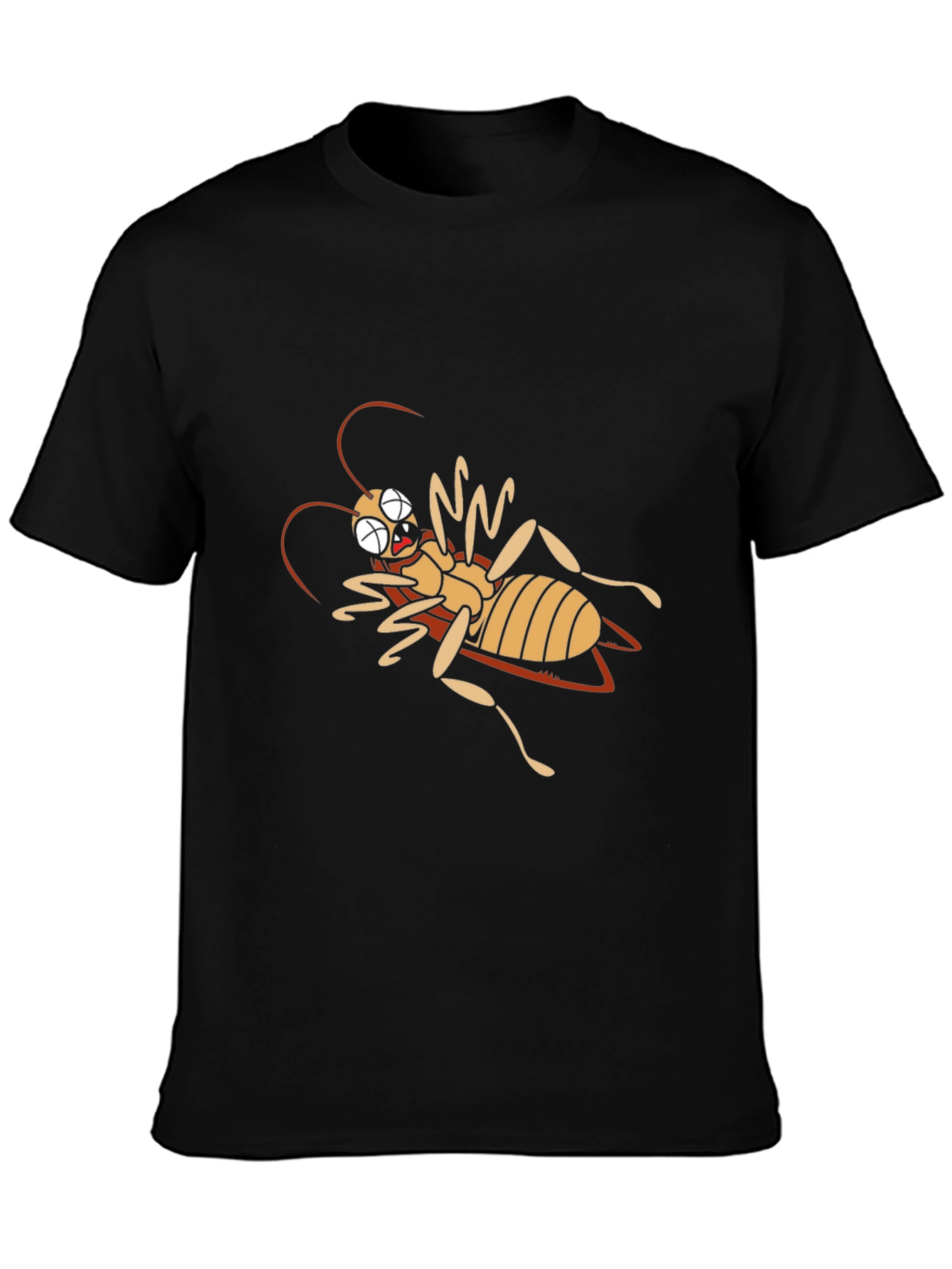 Camiseta Negra con Diseño de Insecto Caricaturesco