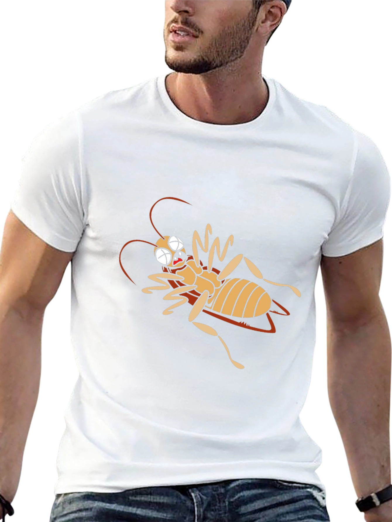 Camiseta Negra con Diseño de Insecto Caricaturesco