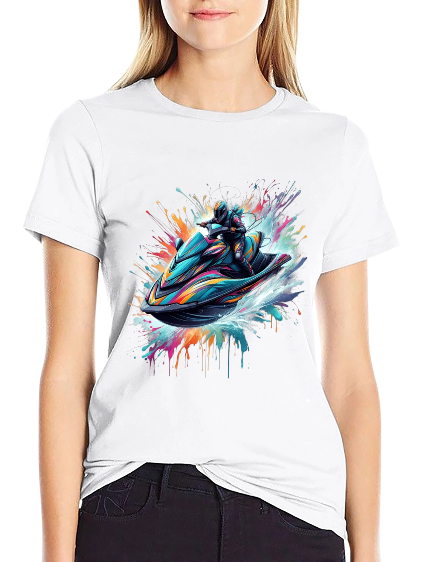 Camiseta Negra Jet Ski Abstracto