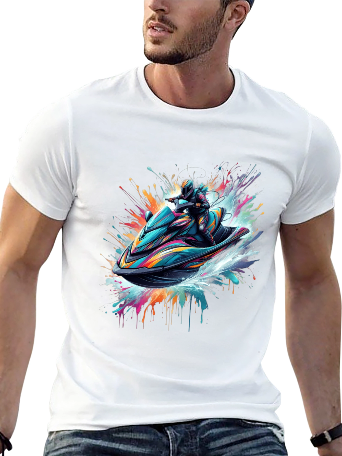 Camiseta Negra Jet Ski Abstracto