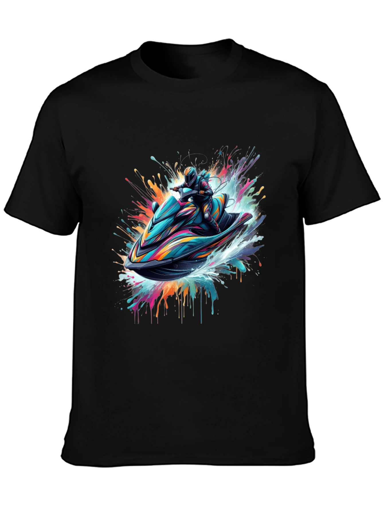 Camiseta Negra Jet Ski Abstracto