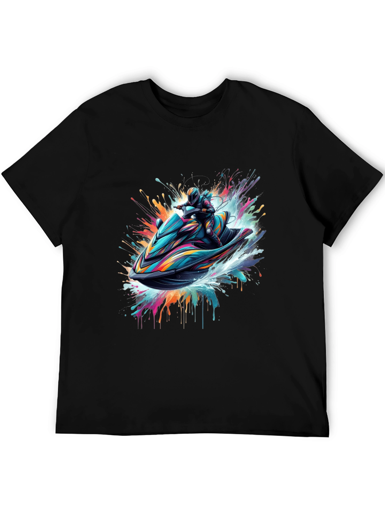 Camiseta Negra Jet Ski Abstracto