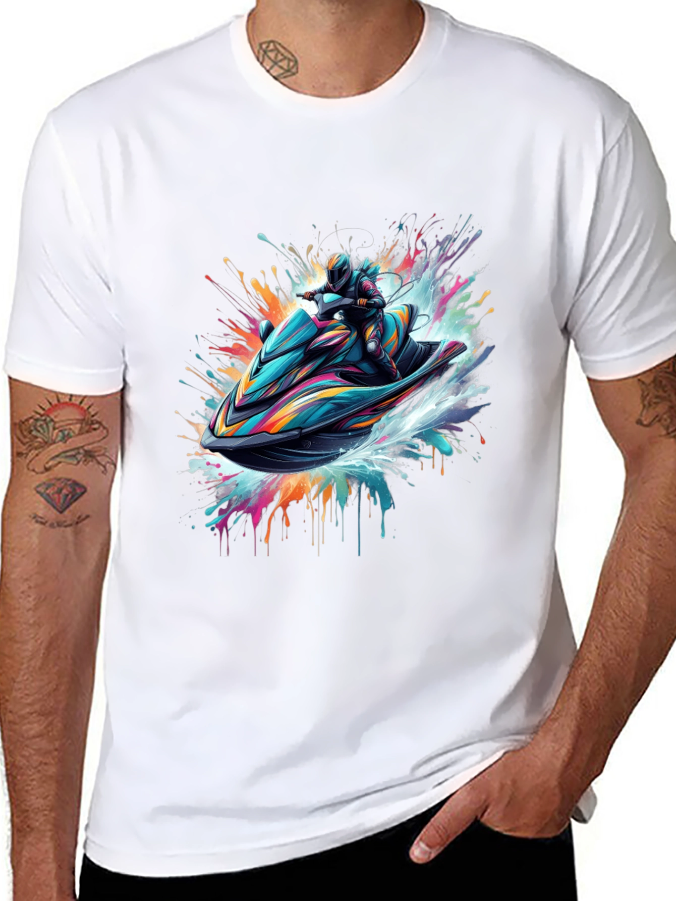 Camiseta Negra Jet Ski Abstracto