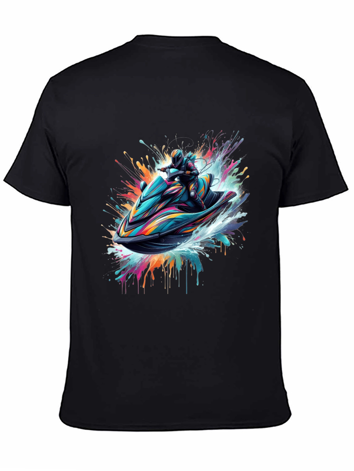 Camiseta Negra Jet Ski Abstracto