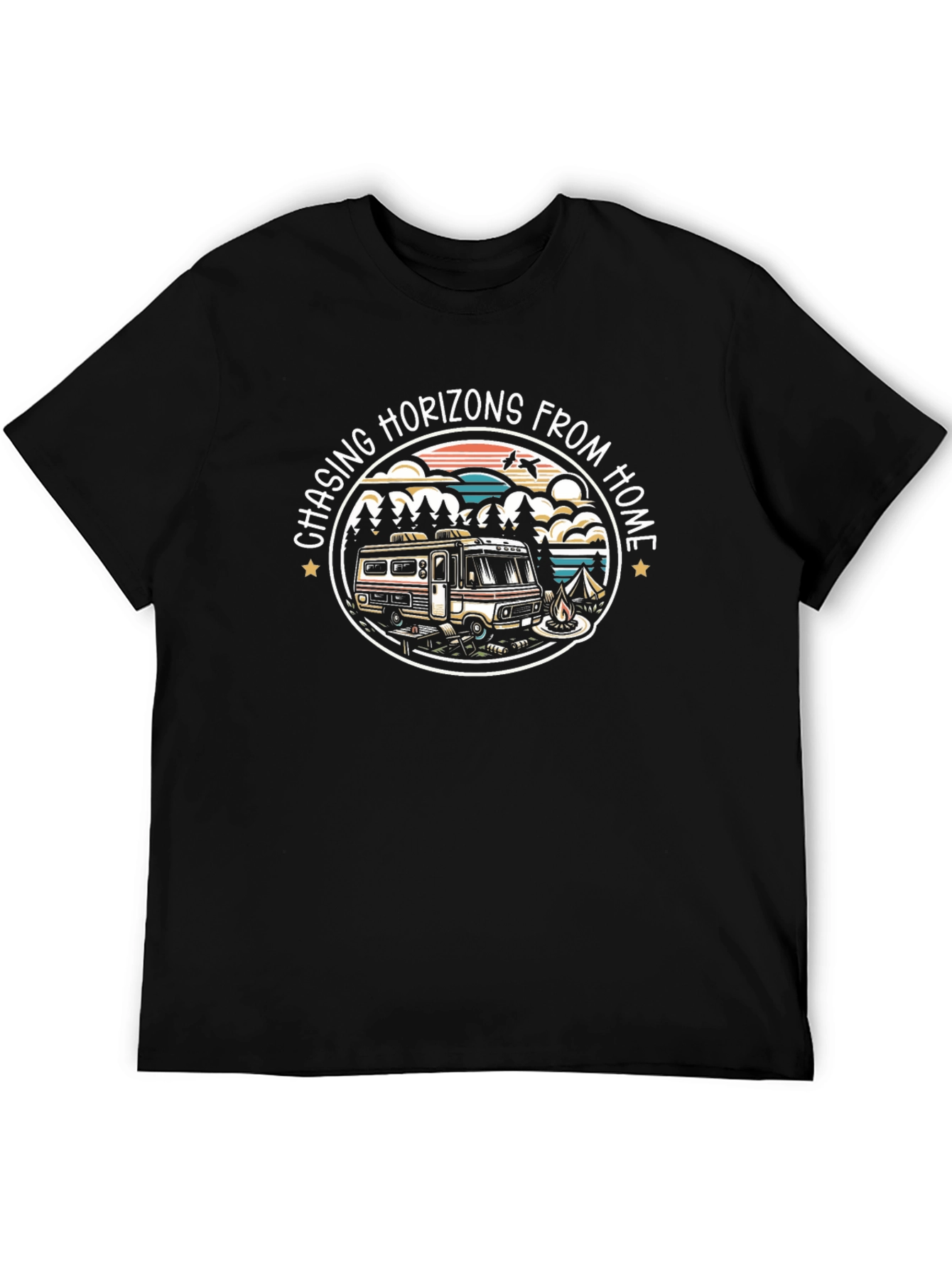 Camiseta Negra Chasing Horizons From Home