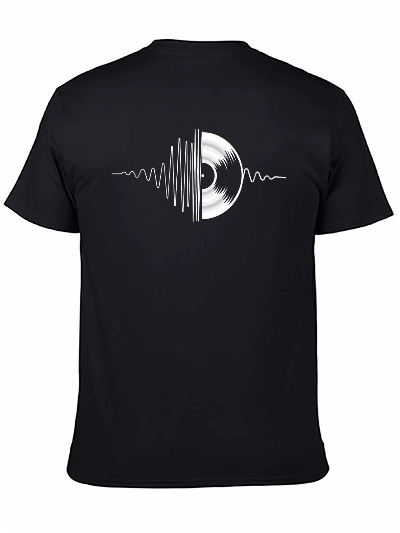 Camiseta Negra Vinilo Música Diseño Ondas