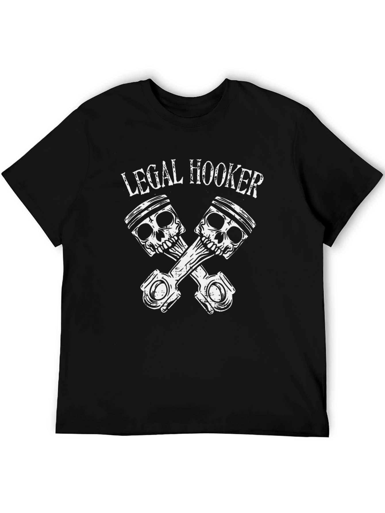 Camiseta Negra Legal Hooker con Diseño de Pistones