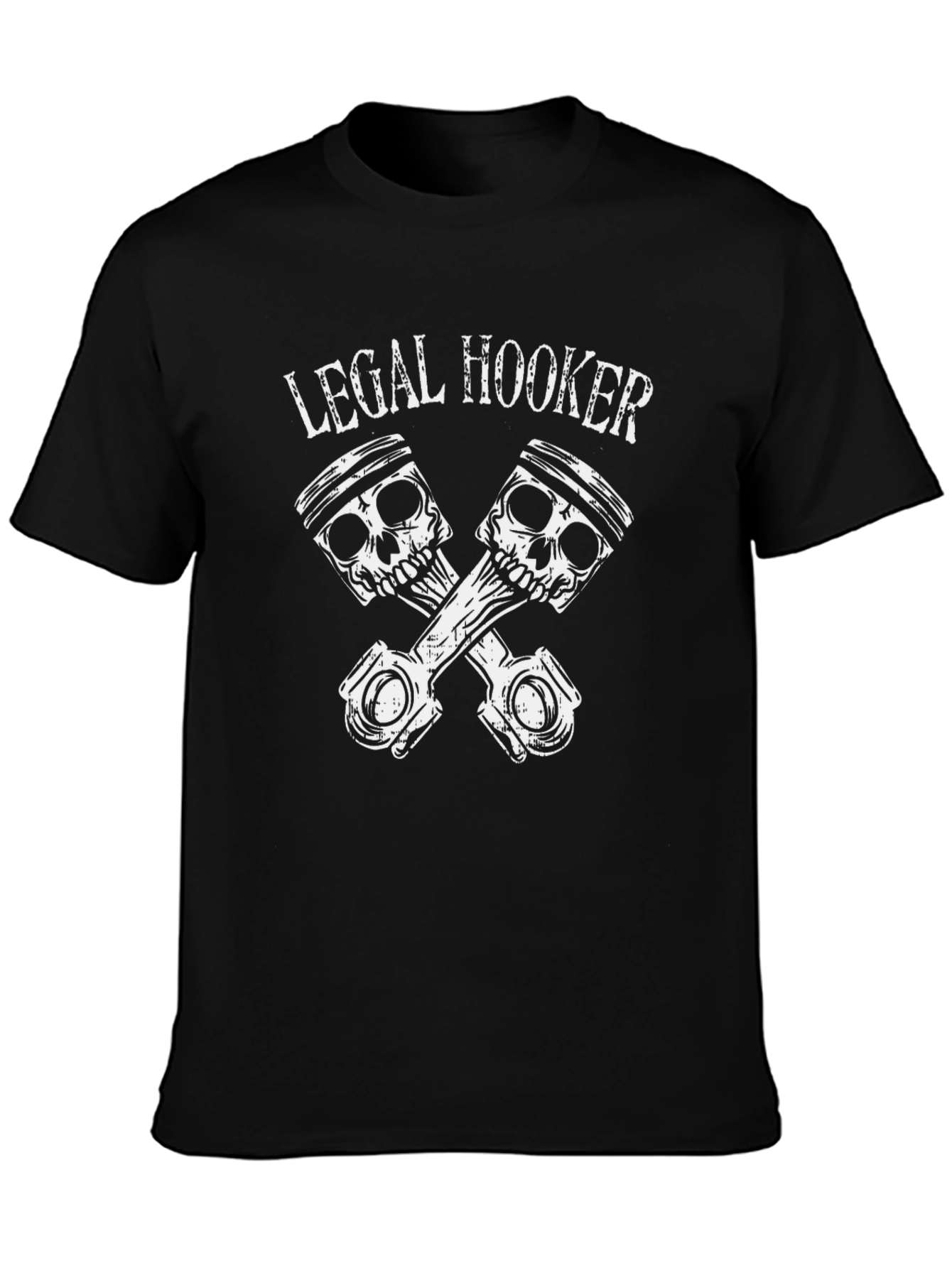 Camiseta Negra Legal Hooker con Diseño de Pistones