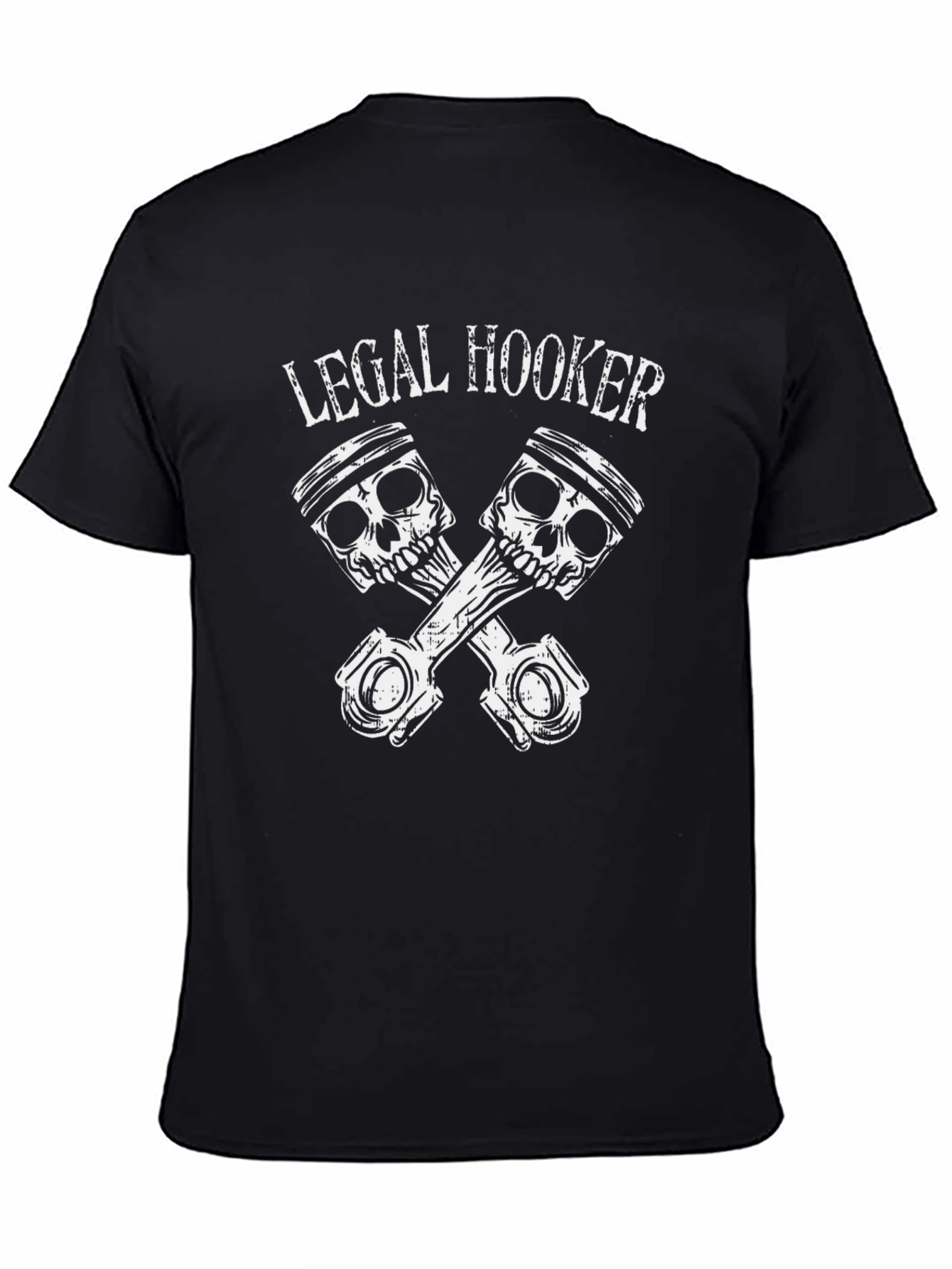 Camiseta Negra Legal Hooker con Diseño de Pistones
