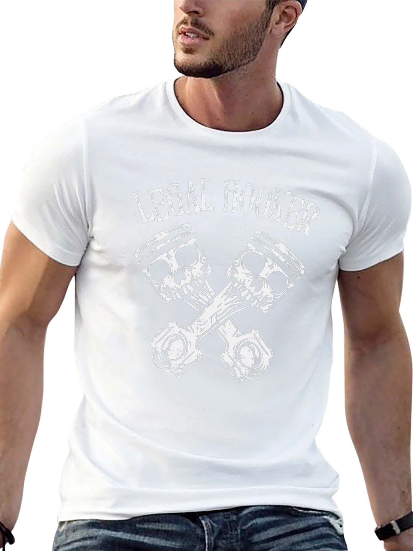 Camiseta Negra Legal Hooker con Diseño de Pistones