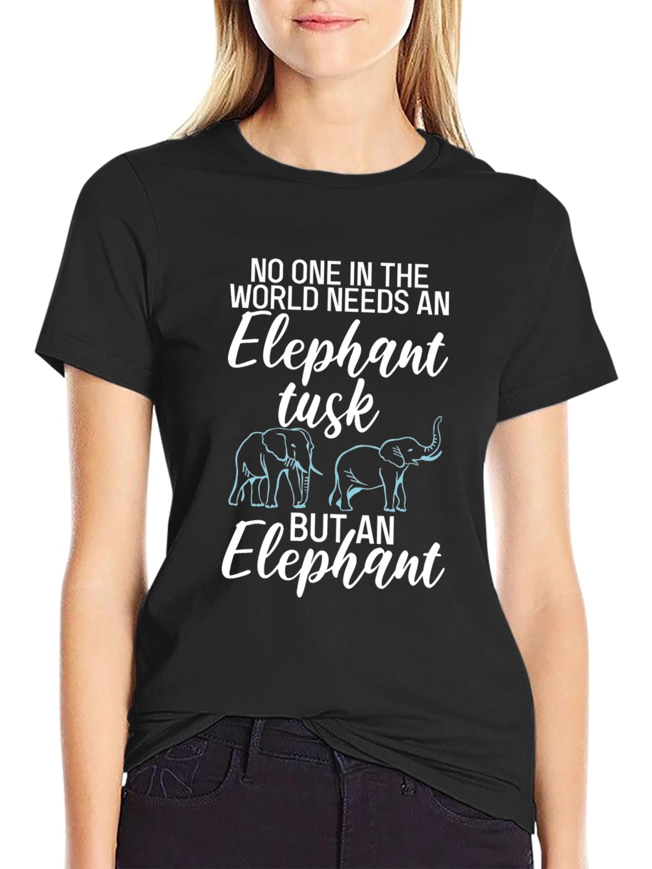 Camiseta Negra: Elefante Necesita Colmillo