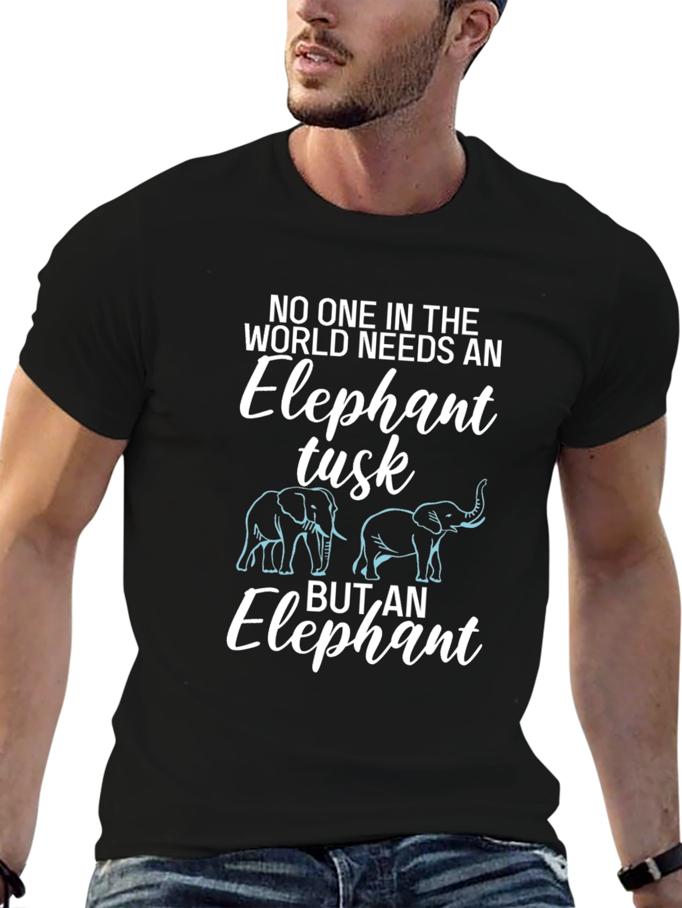 Camiseta Negra: Elefante Necesita Colmillo