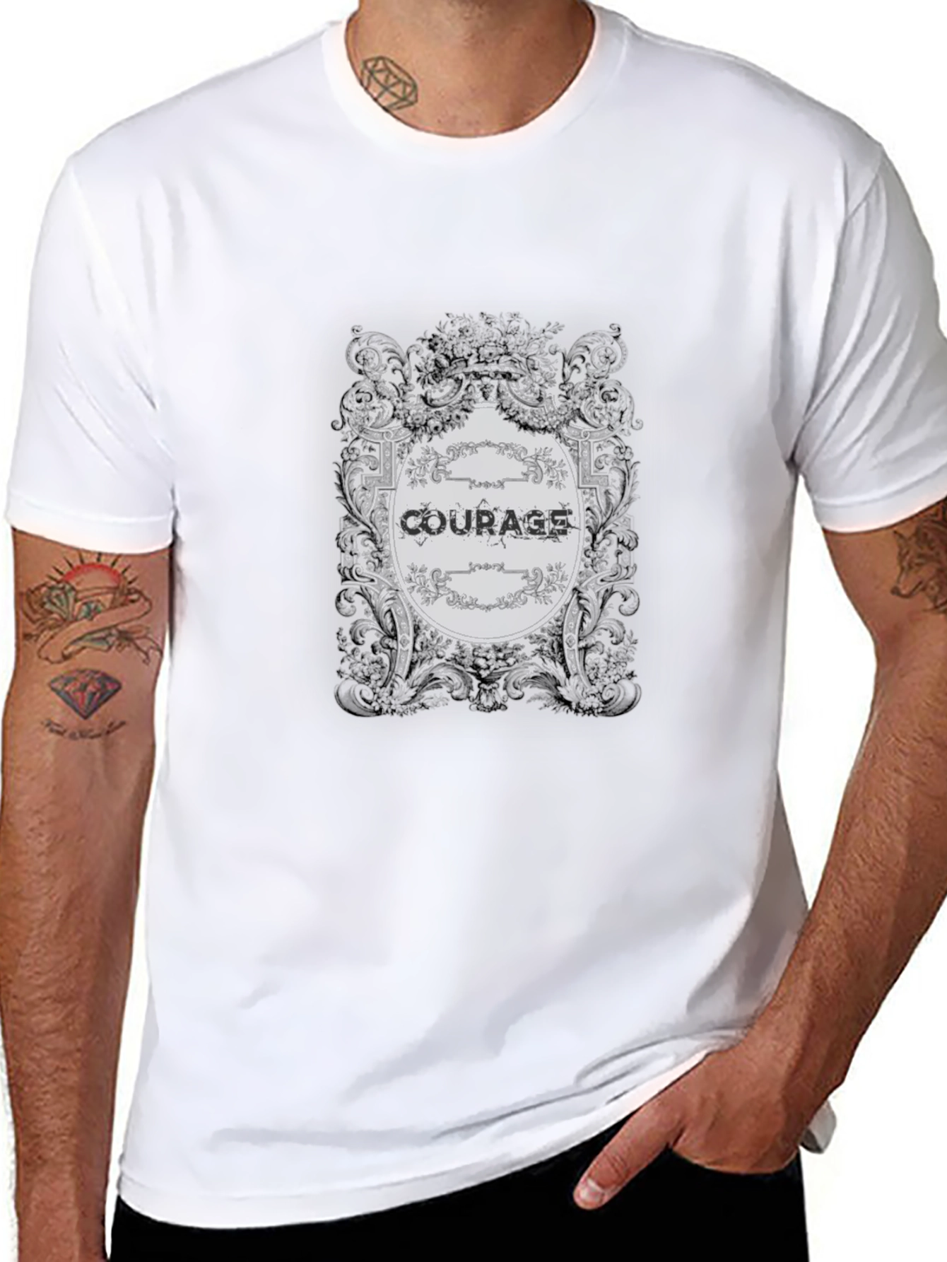 Camiseta Negra con Diseño Coraje