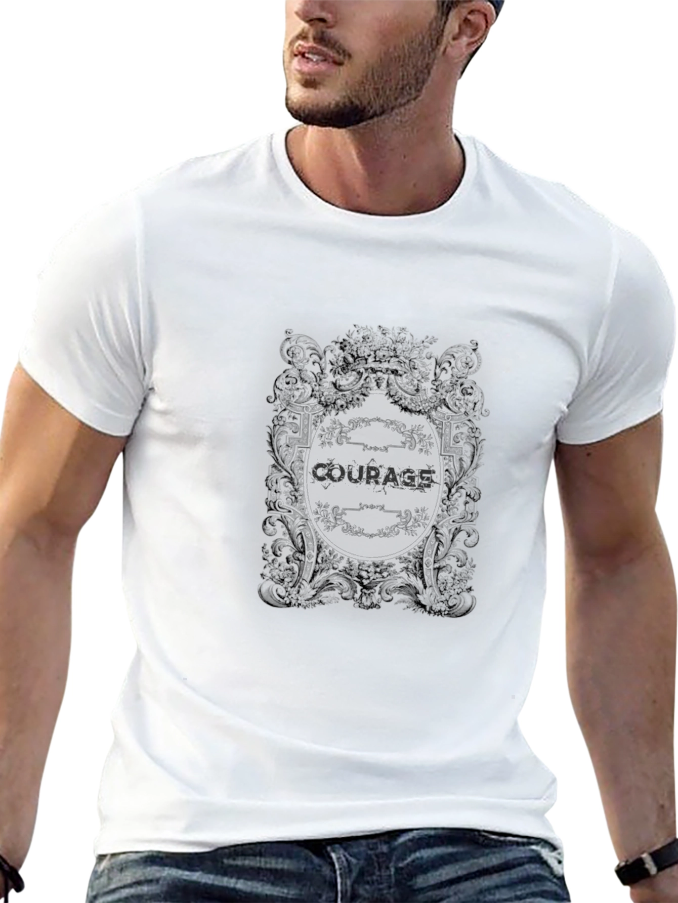 Camiseta Negra con Diseño Coraje