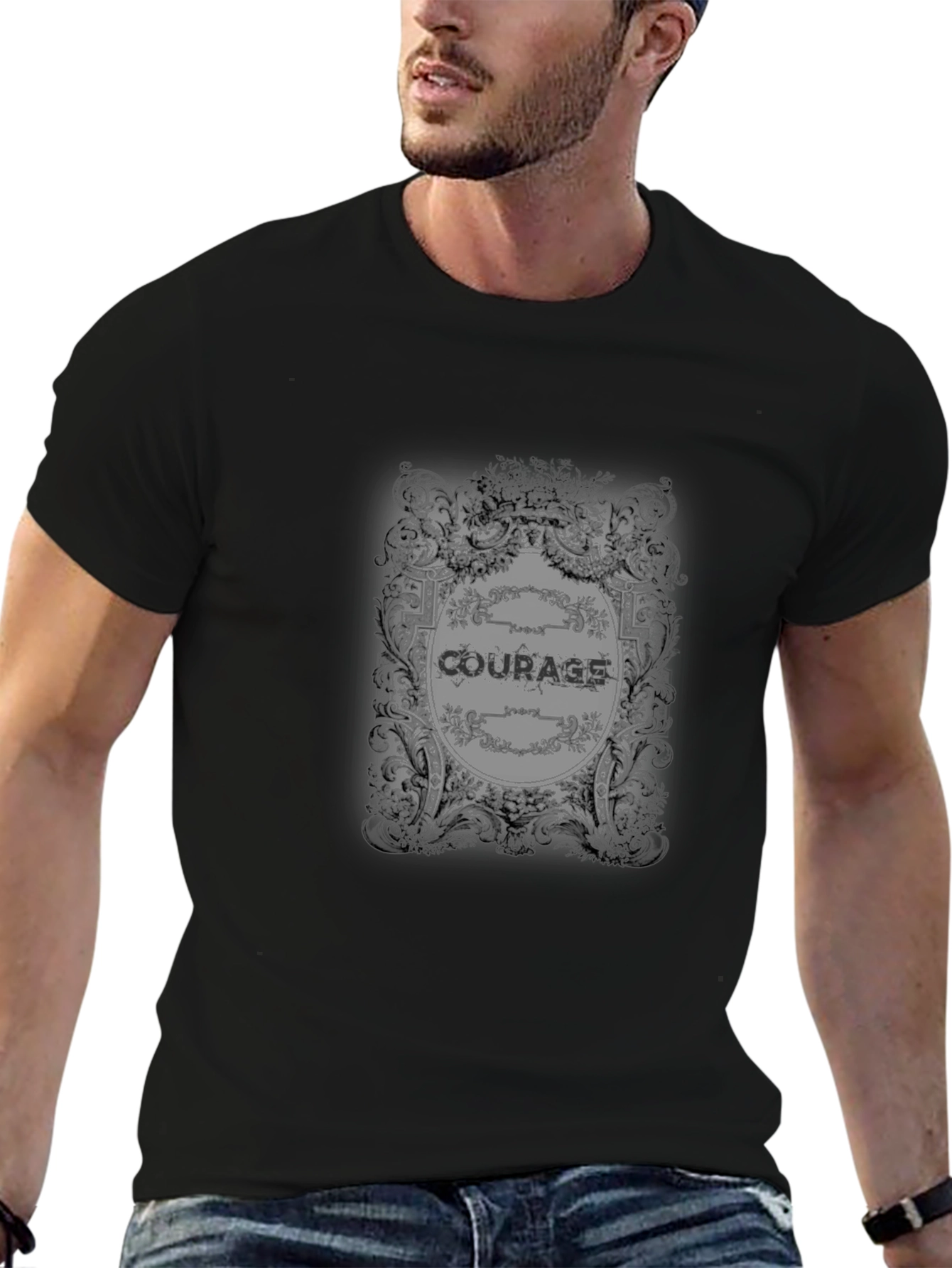 Camiseta Negra con Diseño Coraje