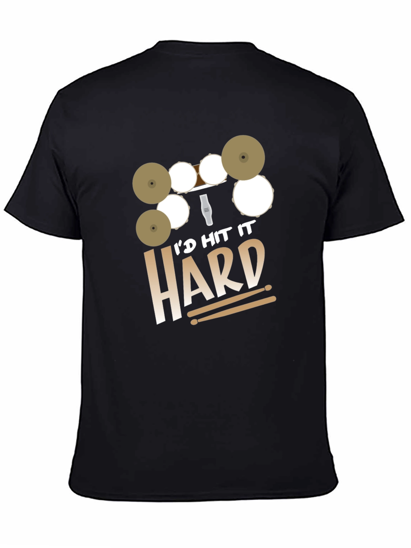 Camiseta Negra Id Hit It Hard para Bateristas