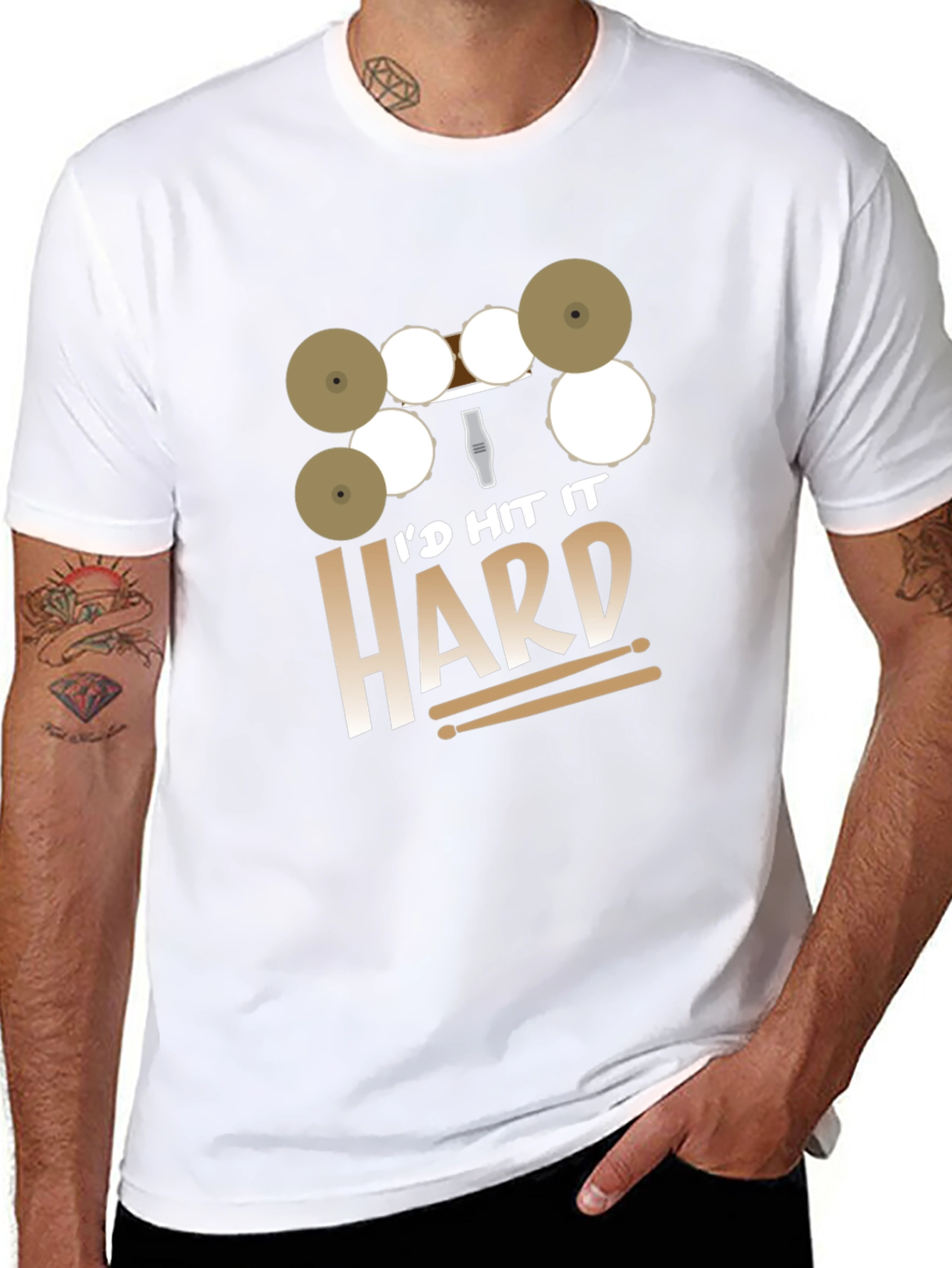 Camiseta Negra Id Hit It Hard para Bateristas