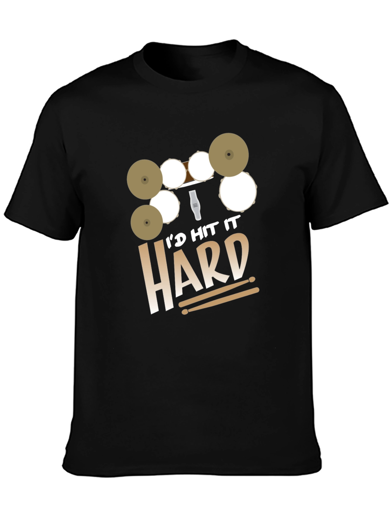 Camiseta Negra Id Hit It Hard para Bateristas