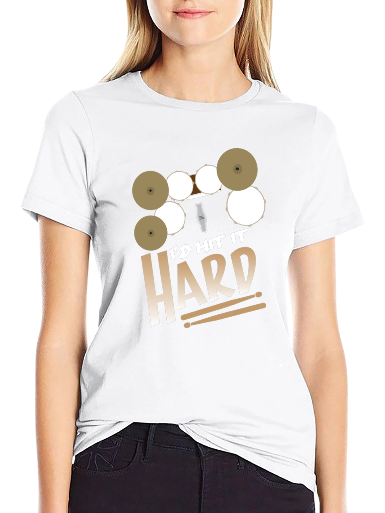 Camiseta Negra Id Hit It Hard para Bateristas