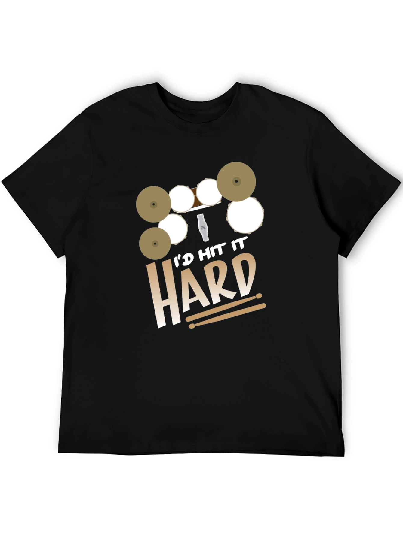 Camiseta Negra Id Hit It Hard para Bateristas