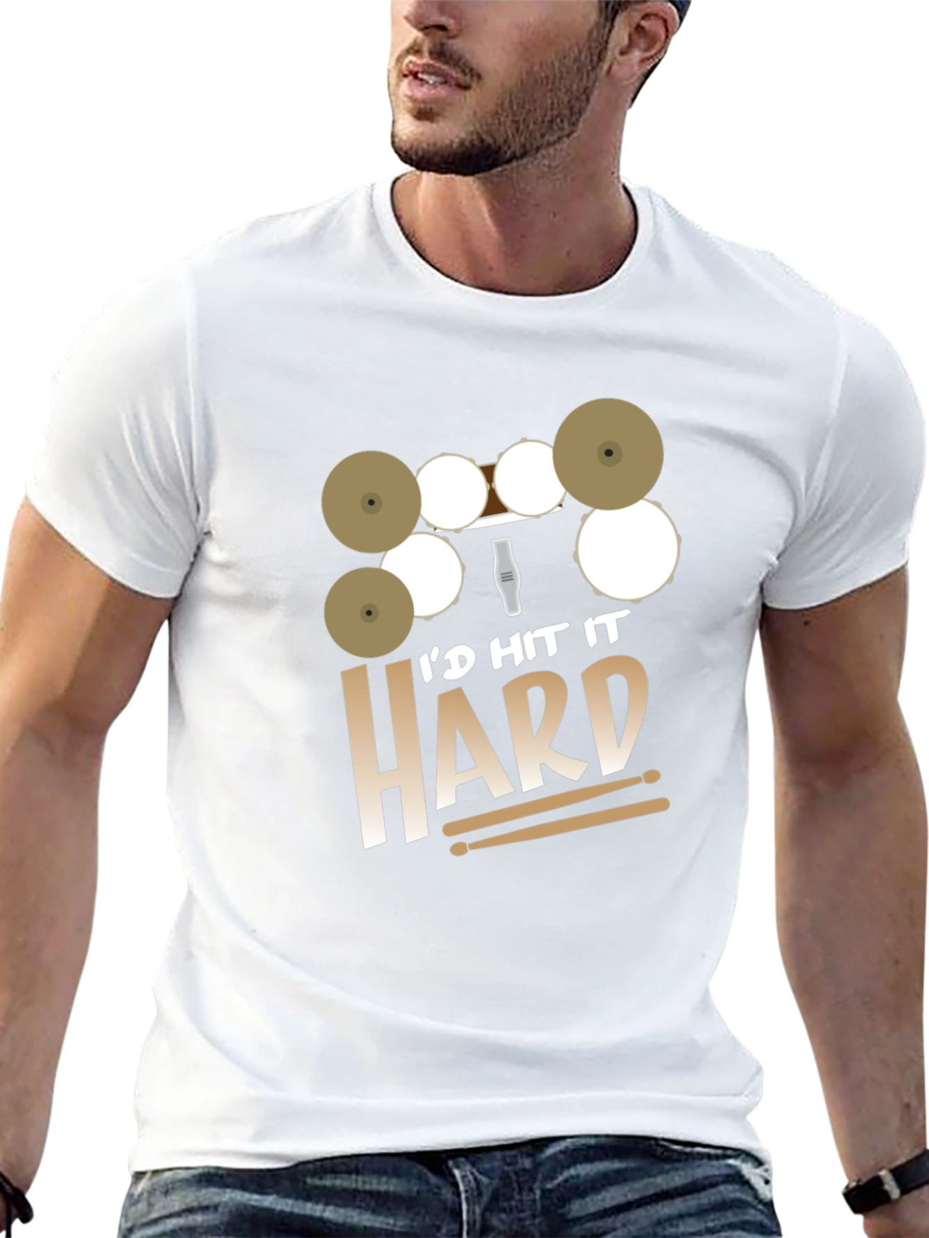 Camiseta Negra Id Hit It Hard para Bateristas