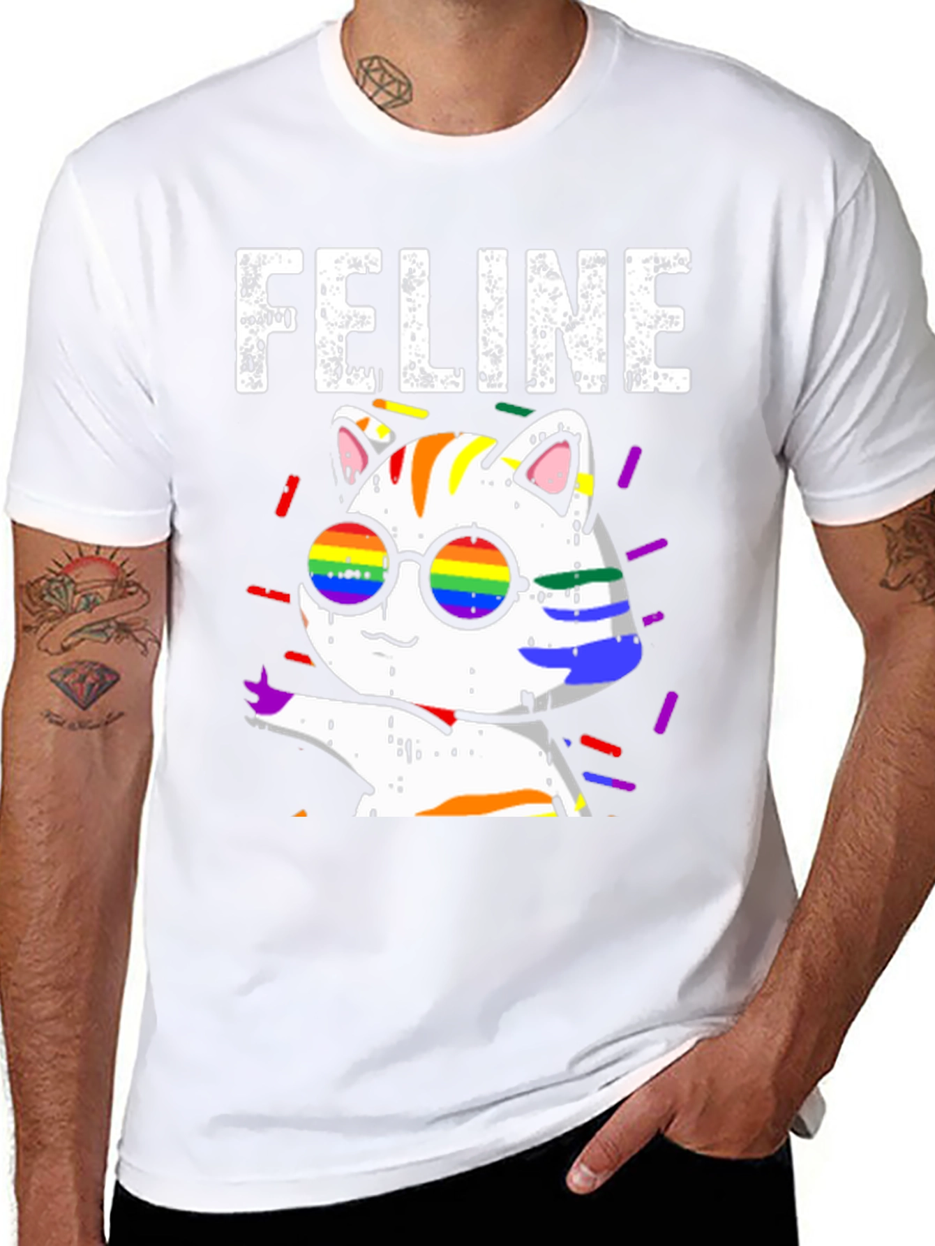 Camiseta Negra con Diseño de Gato FELINE