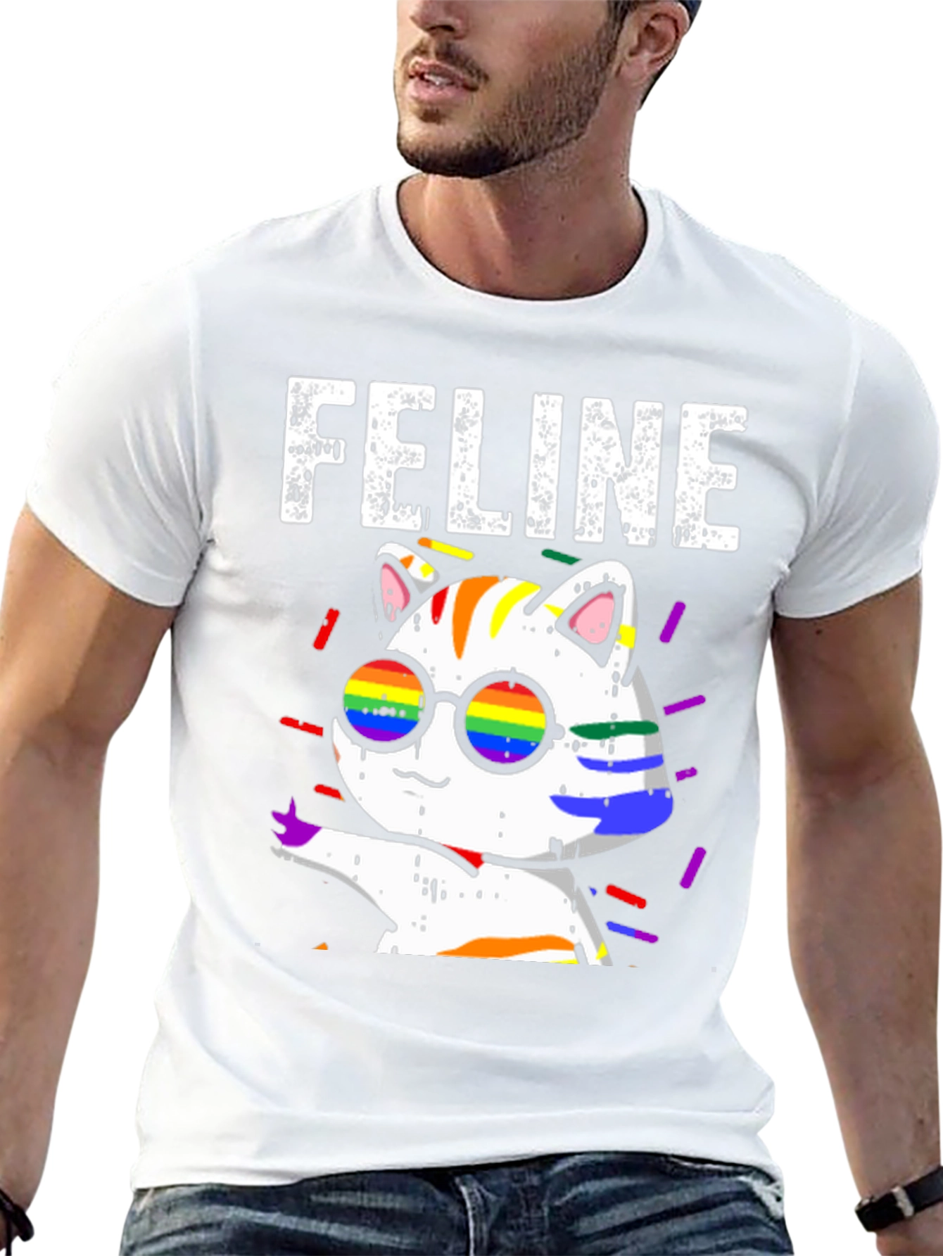 Camiseta Negra con Diseño de Gato FELINE