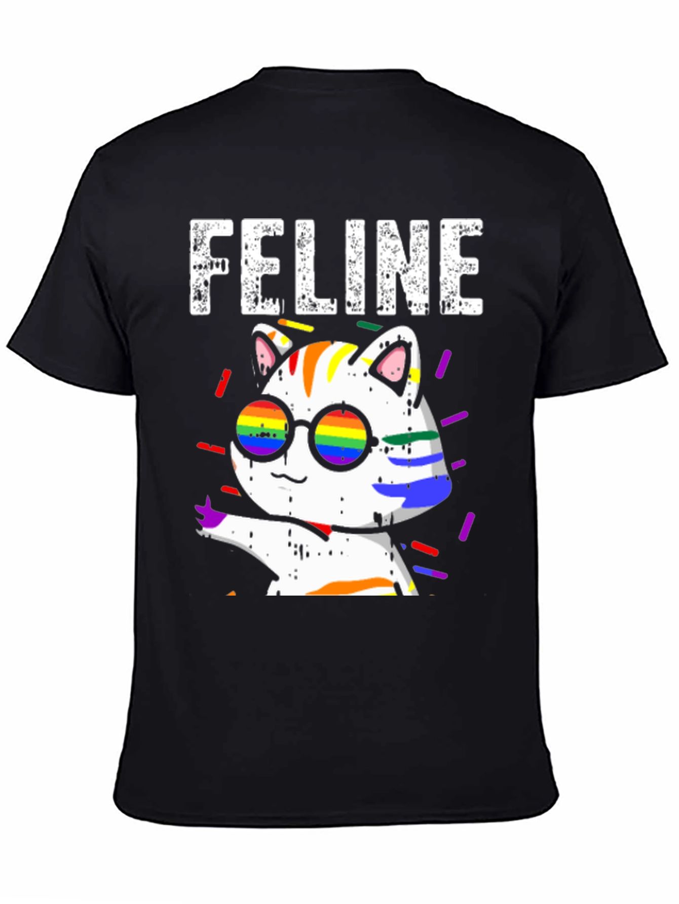 Camiseta Negra con Diseño de Gato FELINE