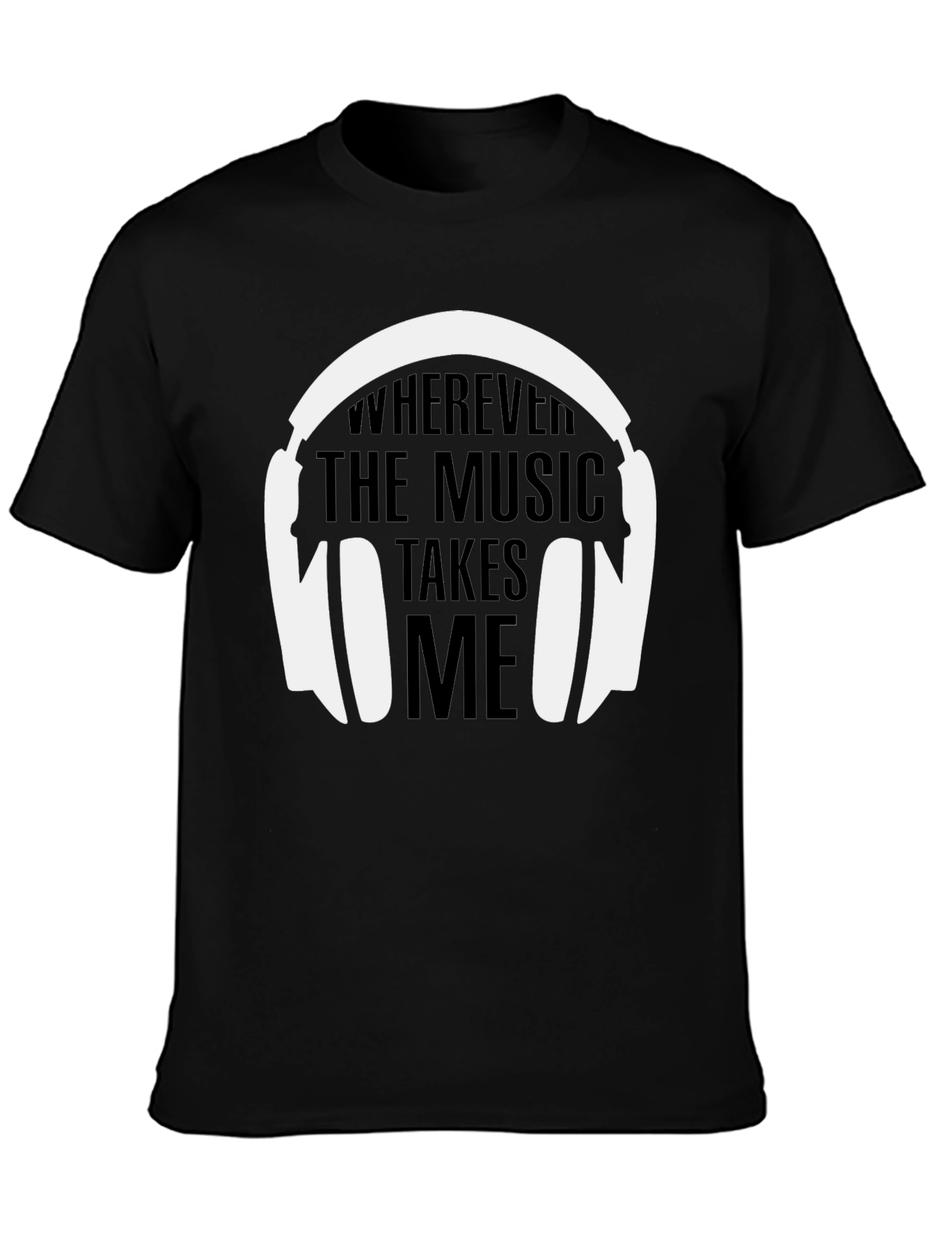 Camiseta Negra La Música Me Lleva para Hombre