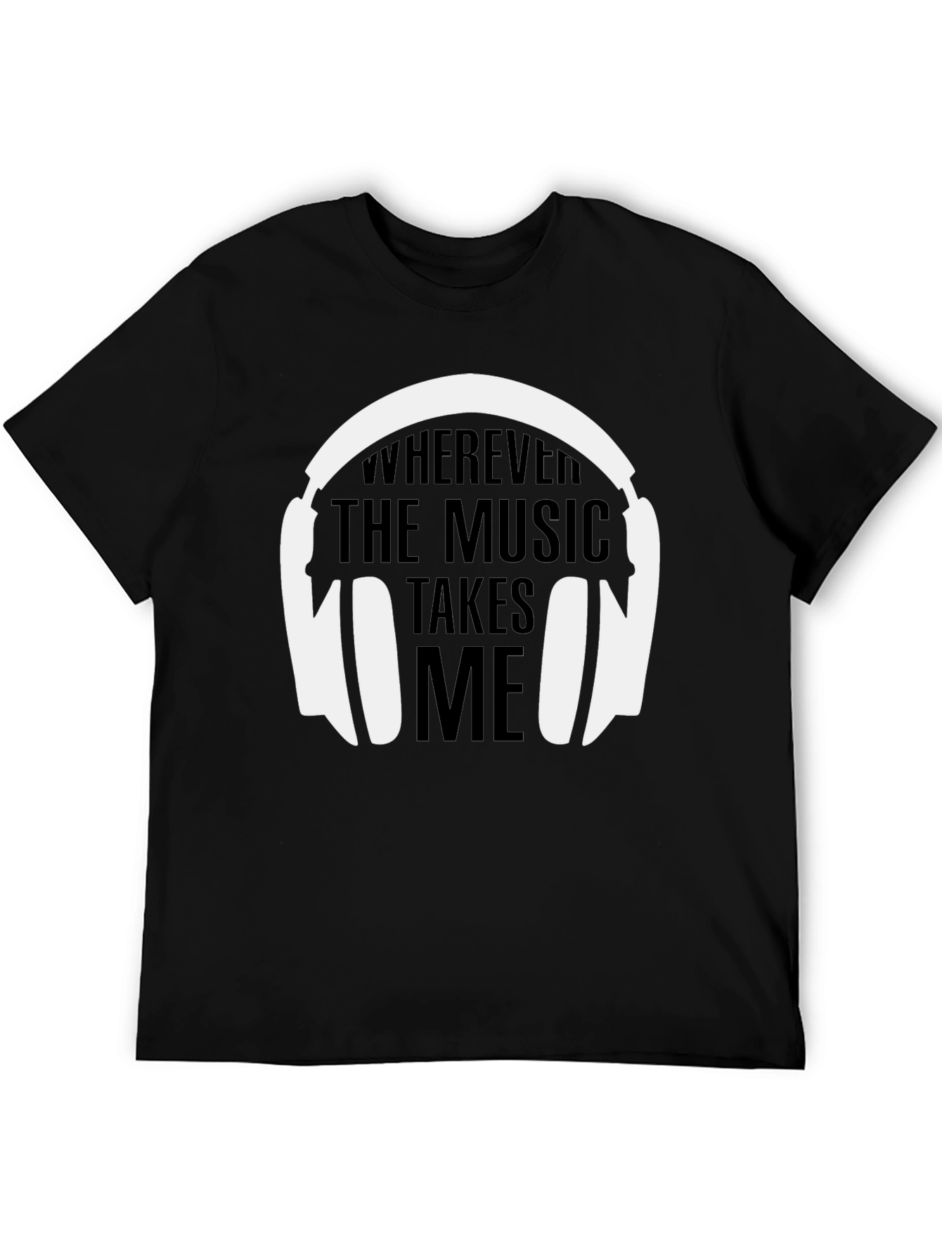 Camiseta Negra La Música Me Lleva para Hombre
