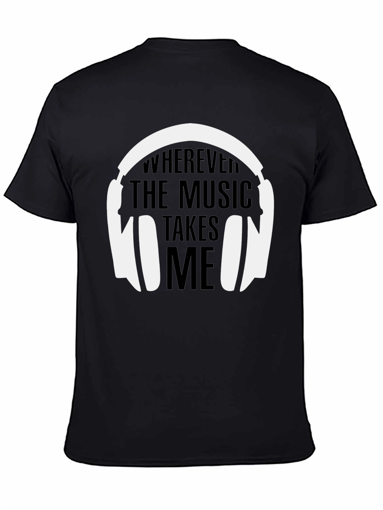 Camiseta Negra La Música Me Lleva para Hombre