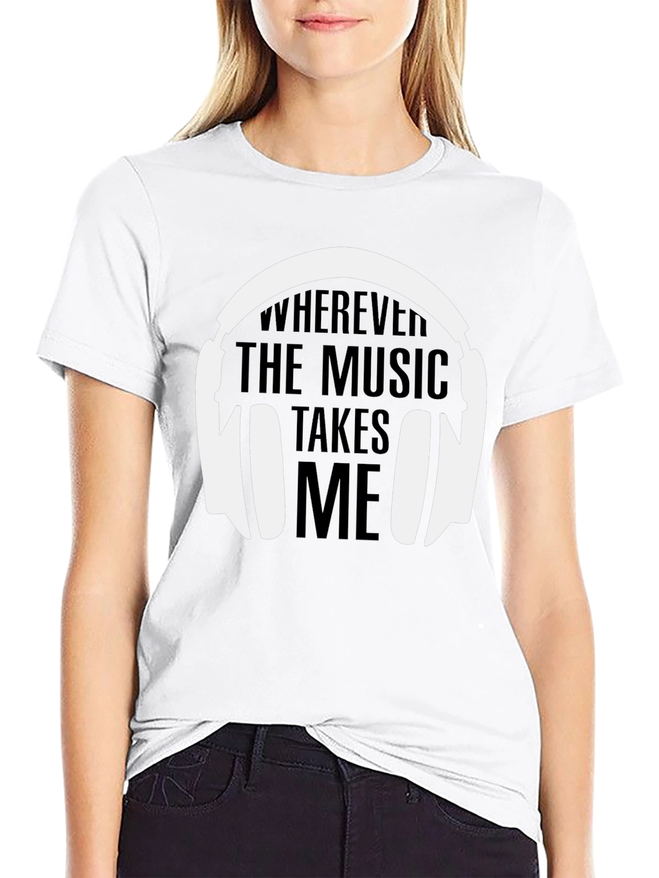 Camiseta Negra La Música Me Lleva para Hombre