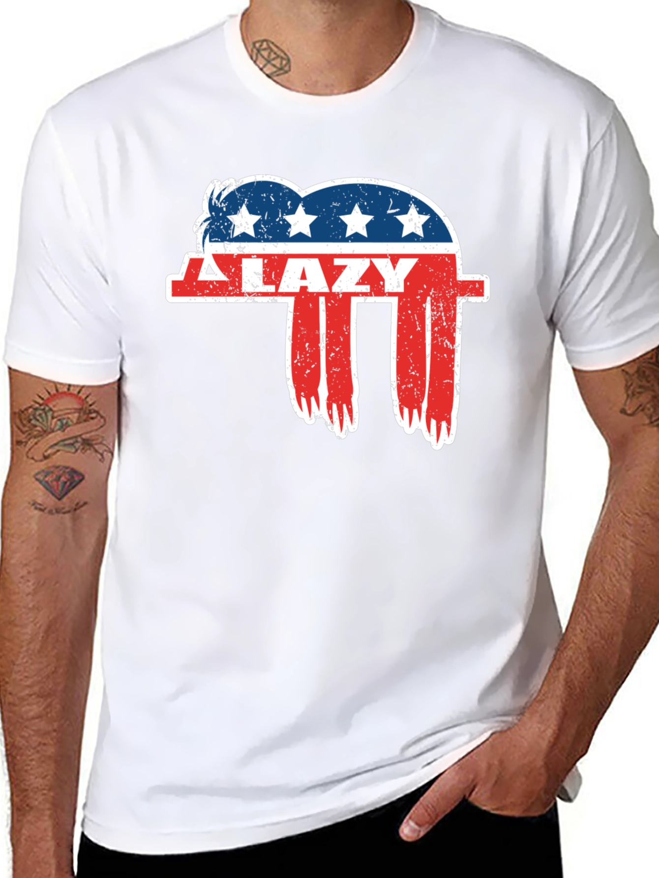 Camiseta Negra Lazy con Diseño Patriótico